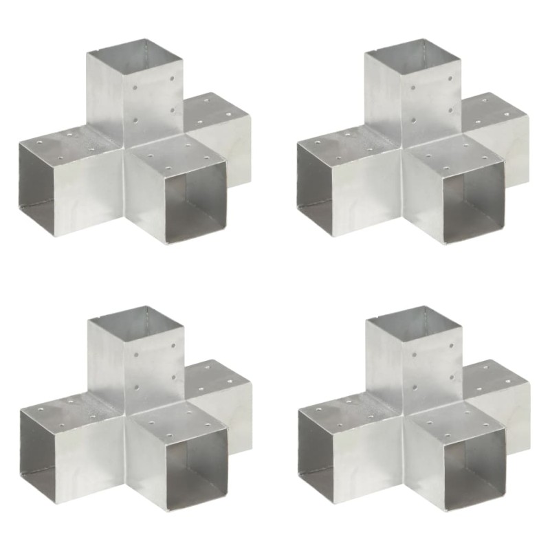 vidaXL Conectores de postes en X 4 uds metal galvanizado 91x91 mm vidaXL Conectores de postes en X 4 uds metal galvanizado 91x91 mm