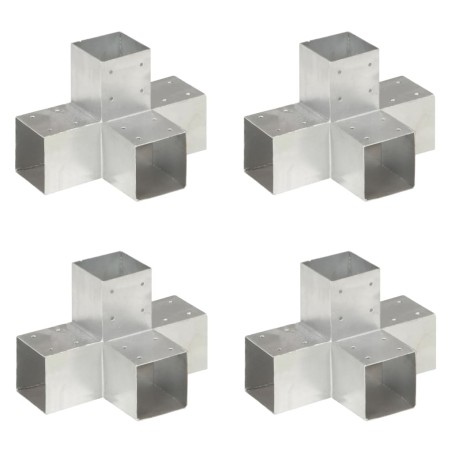 vidaXL Conectores de postes en X 4 uds metal galvanizado 91x91 mm