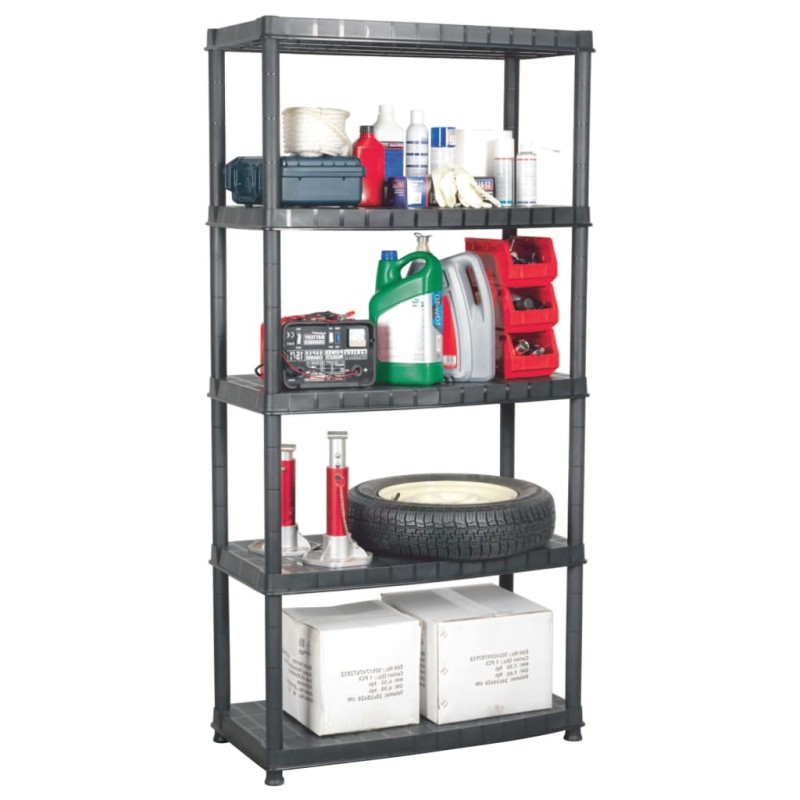 vidaXL Estante de almacenaje 5 niveles negro plástico 85x40x185 cm vidaXL Estante de almacenaje 5 niveles negro plástico 85x40x185 cm