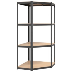 vidaXL Estantería de esquina 4 niveles madera y acero gris antracita