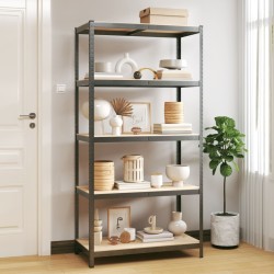 vidaXL Estantería resistente 5 niveles madera contrachapada acero gris
