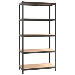 vidaXL Estantería resistente 5 niveles madera contrachapada acero gris