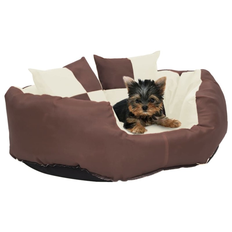 vidaXL Cojín para perro reversible y lavable marrón y crema 65x50x20cm vidaXL Cojín para perro reversible y lavable marrón y crema 65x50x20cm