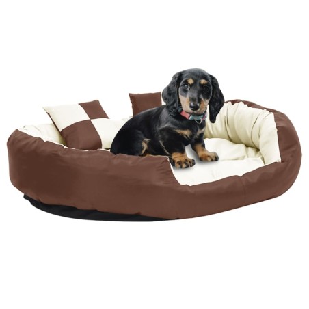 vidaXL Cojín para perro reversible y lavable marrón crema 110x80x23 cm