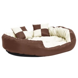 vidaXL Cojín para perro reversible y lavable marrón crema 110x80x23 cm