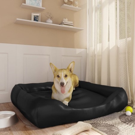 vidaXL Cama para perros de cuero sintético negro 80x68x23 cm