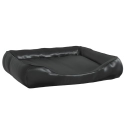 vidaXL Cama para perros de cuero sintético negro 80x68x23 cm
