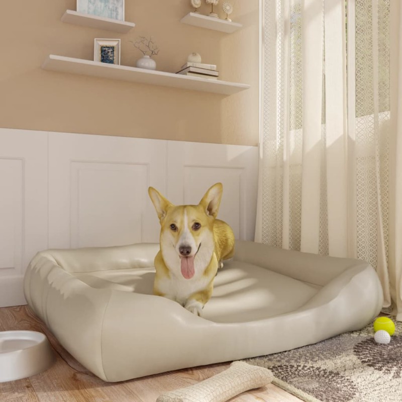 vidaXL Cama para perros de cuero sintético beige 105x80x25 cm vidaXL Cama para perros de cuero sintético beige 105x80x25 cm
