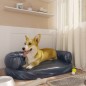 vidaXL Cama para perros de espuma cuero sintético azul oscuro 75x53 cm vidaXL Cama para perros de espuma cuero sintético azul oscuro 75x53 cm