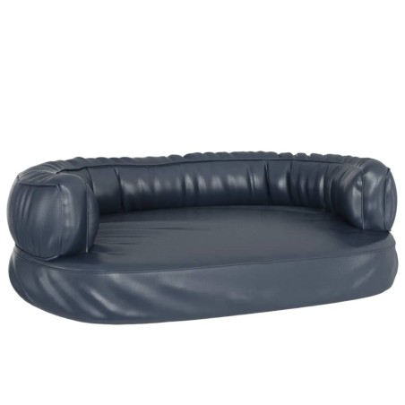 vidaXL Cama para perros de espuma cuero sintético azul oscuro 75x53 cm