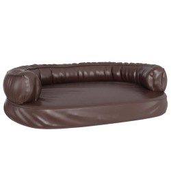 vidaXL Cama para perros de espuma cuero sintético marrón 88x65 cm