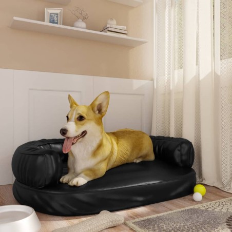 vidaXL Cama para perros de espuma cuero sintético negro 75x53 cm