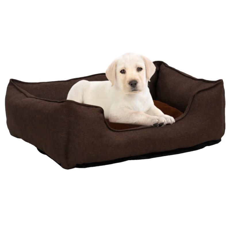 vidaXL Cama de perro de felpa apariencia de lino marrón 85,5x70x23 cm vidaXL Cama de perro de felpa apariencia de lino marrón 85,5x70x23 cm