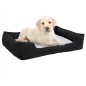 vidaXL Cama de perro felpa apariencia de lino negra y blanca vidaXL Cama de perro felpa apariencia de lino negra y blanca
