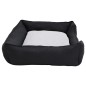 vidaXL Cama de perro felpa apariencia de lino negra y blanca vidaXL Cama de perro felpa apariencia de lino negra y blanca