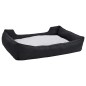 vidaXL Cama de perro felpa apariencia de lino negra y blanca vidaXL Cama de perro felpa apariencia de lino negra y blanca