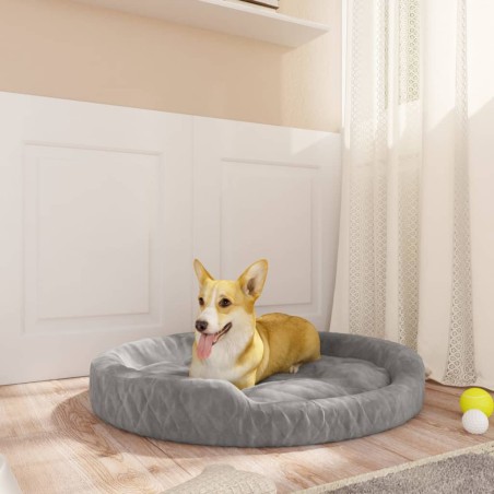 vidaXL Cama para perros de felpa gris 90x70x23 cm
