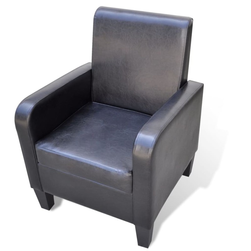 vidaXL Sillón de cuero sintético negro vidaXL Sillón de cuero sintético negro