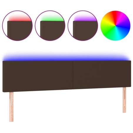 vidaXL Cabecero con LED cuero sintético marrón 160x5x78/88 cm