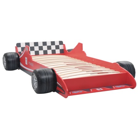 vidaXL Cama con forma de coche de carreras para niños 90x200 cm roja