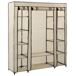 vidaXL Armario con compartimentos y varillas tela crema 150x45x176 cm