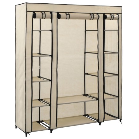 vidaXL Armario con compartimentos y varillas tela crema 150x45x176 cm