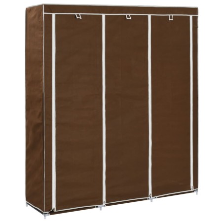 vidaXL Armario con compartimentos y varillas tela marrón 150x45x175 cm