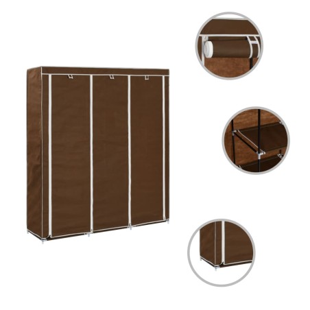 vidaXL Armario con compartimentos y varillas tela marrón 150x45x175 cm