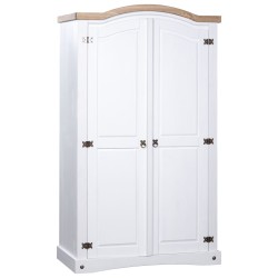 vidaXL Armario madera de pino Mexicano estilo Corona blanco 2 puertas