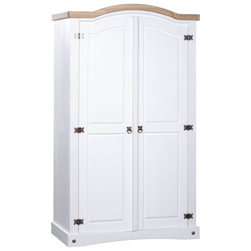 vidaXL Armario madera de pino Mexicano estilo Corona blanco 2 puertas vidaXL Armario madera de pino Mexicano estilo Corona blanco 2 puertas