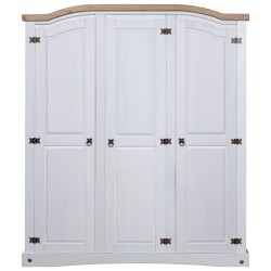 vidaXL Armario madera de pino Mexicano estilo Corona blanco 3 puertas