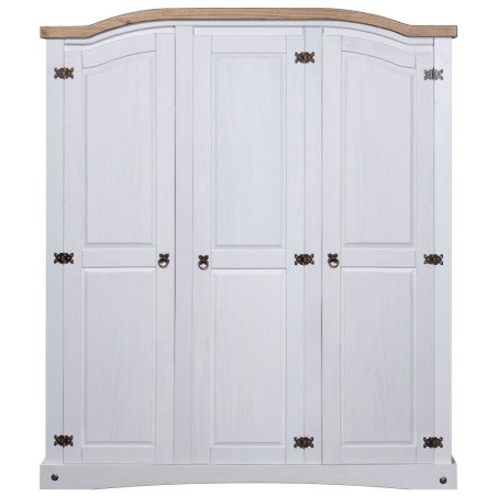 vidaXL Armario madera de pino Mexicano estilo Corona blanco 3 puertas