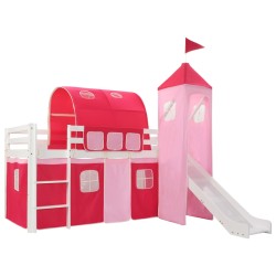 vidaXL Cama alta para niños tobogán y escalera madera pino 208x230 cm