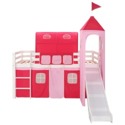 vidaXL Cama alta para niños tobogán y escalera madera pino 208x230 cm