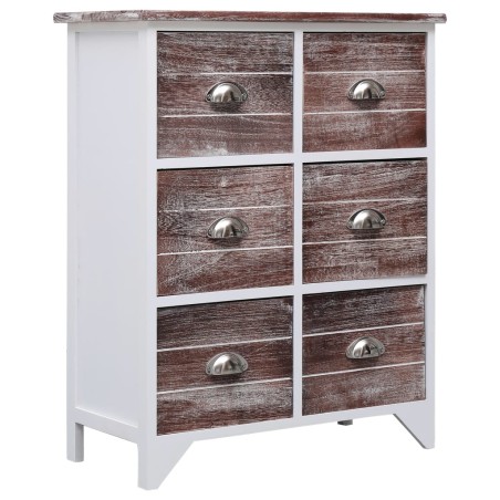 vidaXL Armario auxiliar 6 cajones madera paulownia marrón 60x30x75 cm