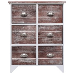 vidaXL Armario auxiliar 6 cajones madera paulownia marrón 60x30x75 cm