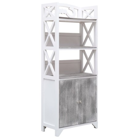 vidaXL Mueble de baño madera de paulownia blanco y gris 46x24x116 cm