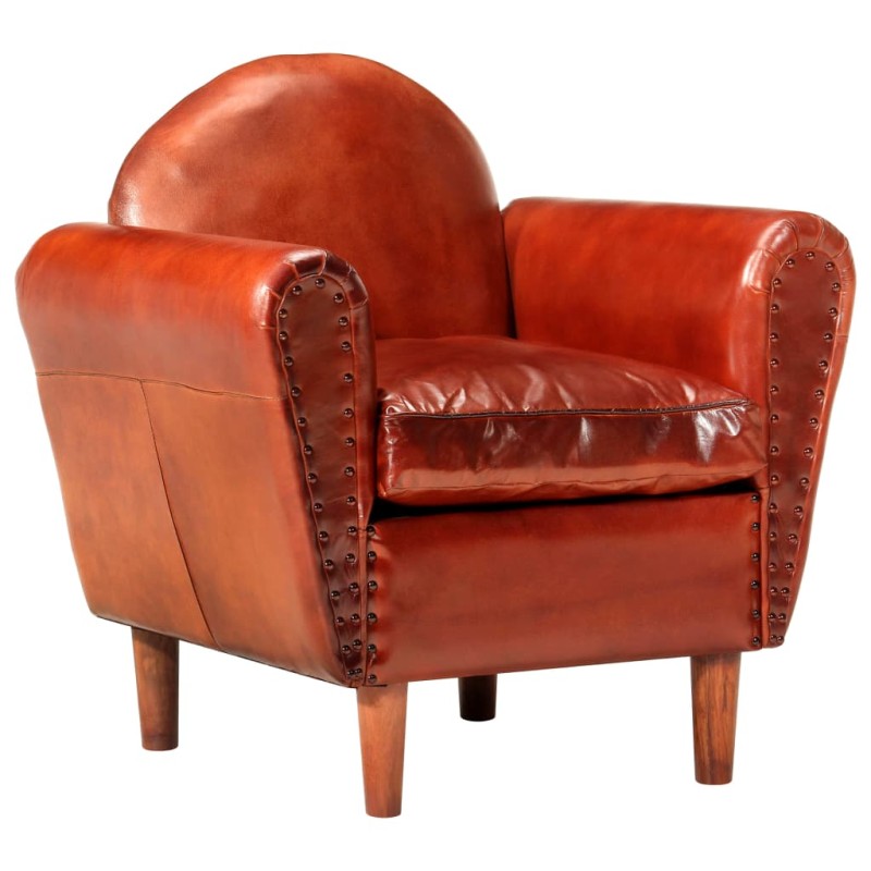 vidaXL Sillón con diseño de cubo cuero auténtico marrón 77x65x79 cm vidaXL Sillón con diseño de cubo cuero auténtico marrón 77x65x79 cm