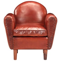 vidaXL Sillón con diseño de cubo cuero auténtico marrón 77x65x79 cm