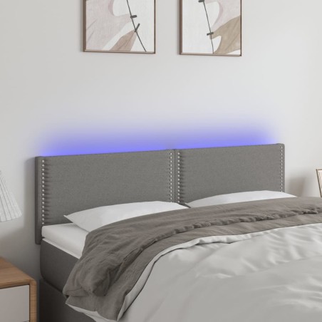 vidaXL Cabecero con LED de tela gris oscuro 144x5x78/88 cm