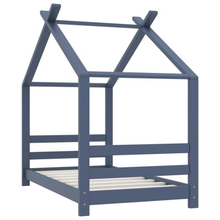 vidaXL Estructura de cama infantil madera maciza pino gris 70x140 cm