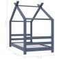 vidaXL Estructura de cama infantil madera maciza pino gris 70x140 cm vidaXL Estructura de cama infantil madera maciza pino gris 70x140 cm