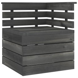 vidaXL Sofá esquinero de palés para jardín madera maciza de pino gris