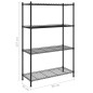 vidaXL Estante de almacenamiento 4 niveles negro 90x35x137 cm 200 kg