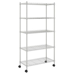 vidaXL Estante almacenaje 5 niveles ruedas 75x35x155 cm cromado 250 kg