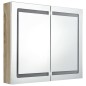 vidaXL Armario de baño con espejo LED blanco y roble 80x12x68 cm