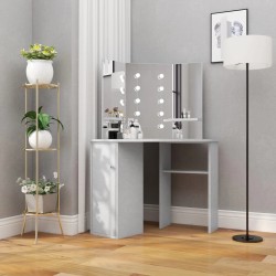 vidaXL Tocador de esquina con LED gris hormigón 111x54x141,5 cm