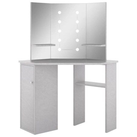 vidaXL Tocador de esquina con LED gris hormigón 111x54x141,5 cm
