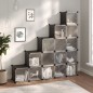 vidaXL Estantería de cubos con 15 compartimentos y puertas PP negro vidaXL Estantería de cubos con 15 compartimentos y puertas PP negro