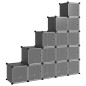 vidaXL Estantería de cubos con 15 compartimentos y puertas PP negro vidaXL Estantería de cubos con 15 compartimentos y puertas PP negro